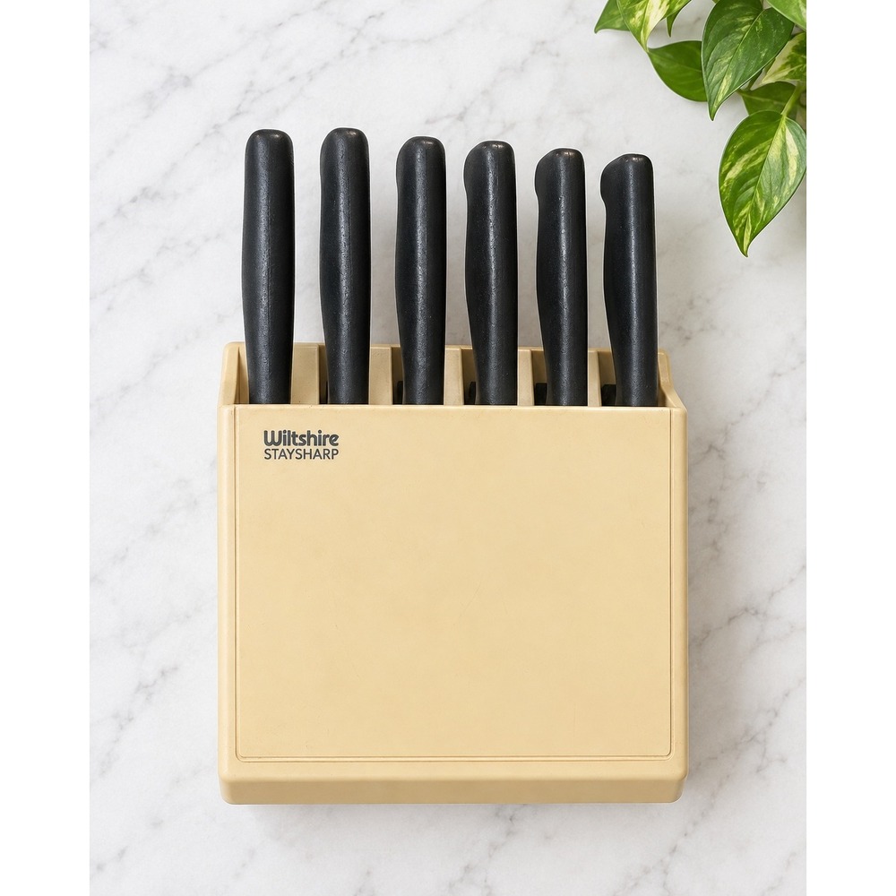 Vintage Wiltshire StaySharp Self Sharpening Steak Knife Set of 6 Block 70s 80s
